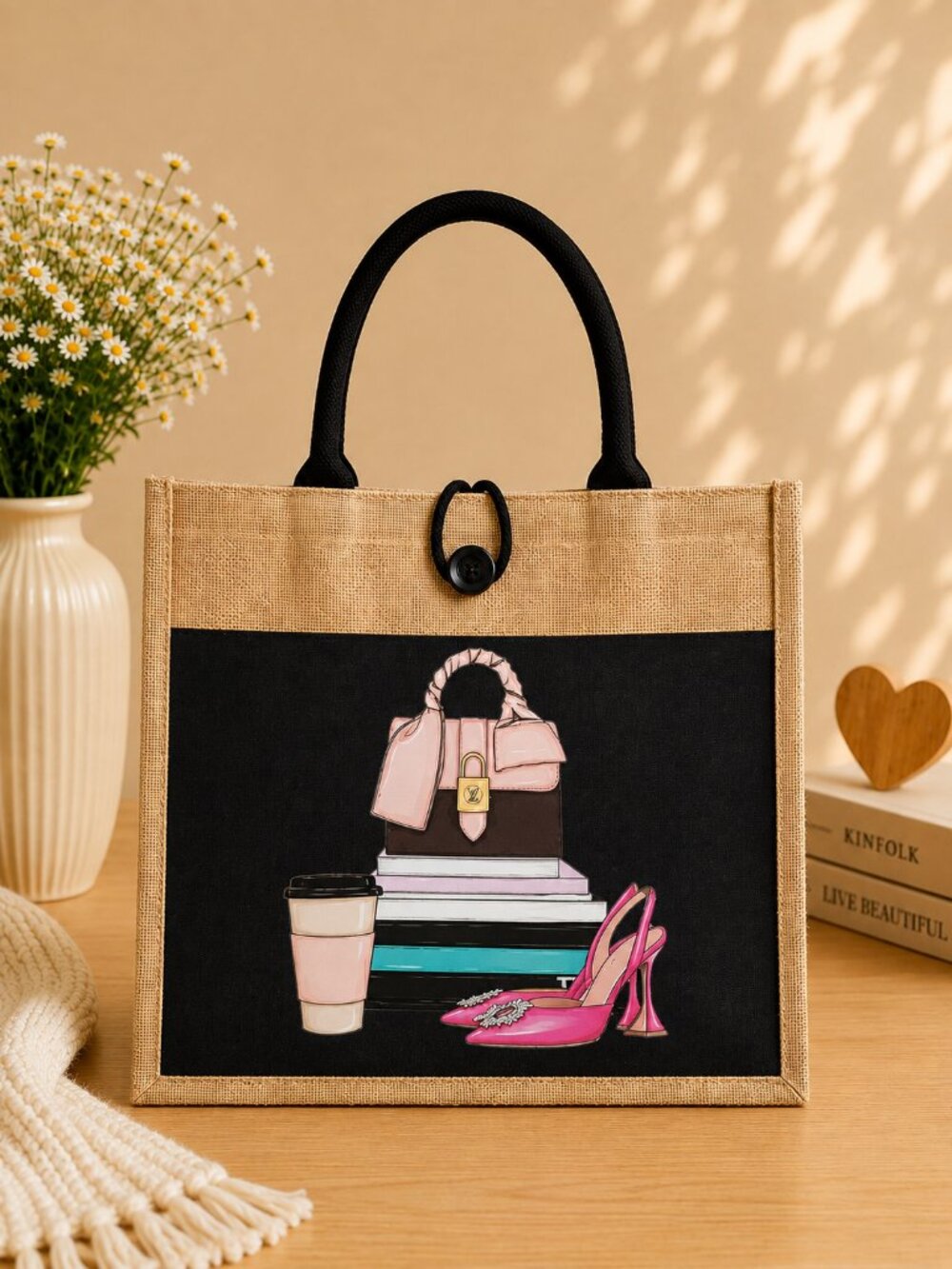 Fashion-Inspired Jute Tote Bag